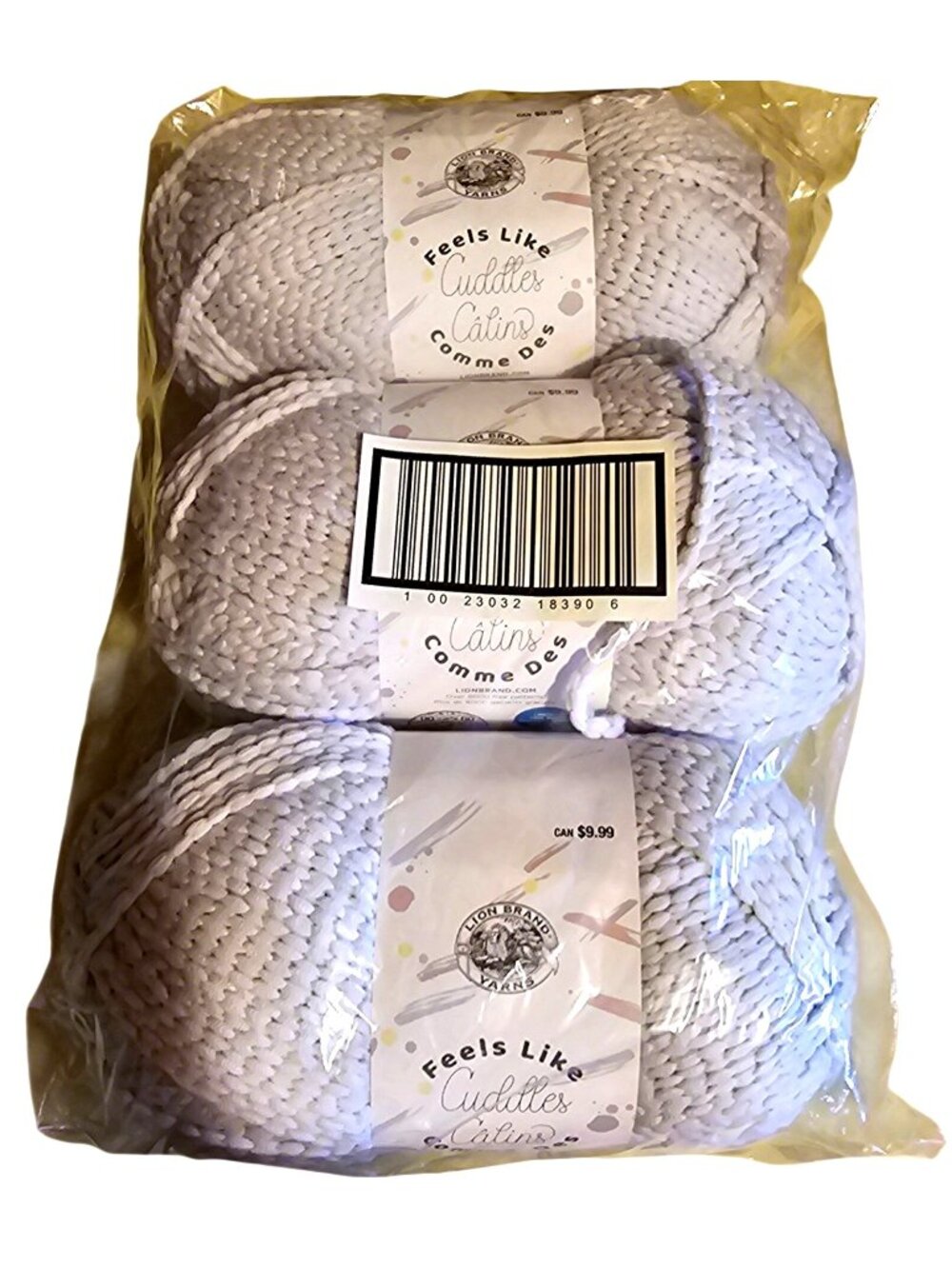 Feels Like Cuddles Bulky Yarn 3-Pack 5.3 Oz Each Silver Cloud 100% Polyester